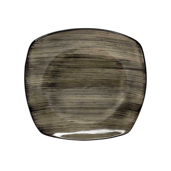 PLATO CUADRADO PORCELANA CAFE GRISACEO 27CM MULTIMENAJE