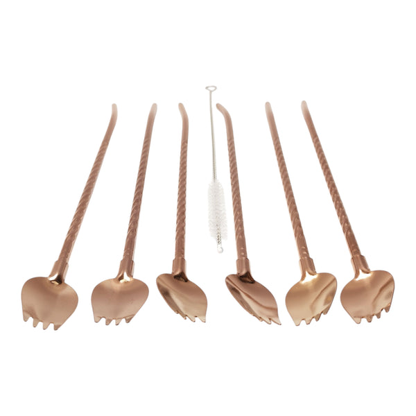 CUCHARAS BOMBILLAS INOX. COLOR COBRE 6 PZAS. MULTIMENAJE