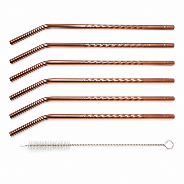 Set 6 Bombillas Acero Inoxidable Color Cobre 21 cm - Multimenaje