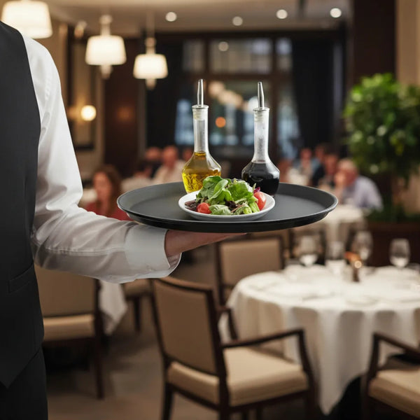 Badeja Garzon Antideslizante Redonda Negra 45cm - Multimenaje