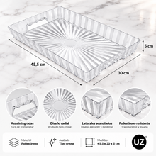 Bandeja Rectangular Poliestireno Transparente 45,5x30 cm - Uz