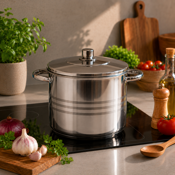 Olla Alta Para Cocina 26 cm 8 Litros Acero Inoxidable Plateado Oslo - Vitta