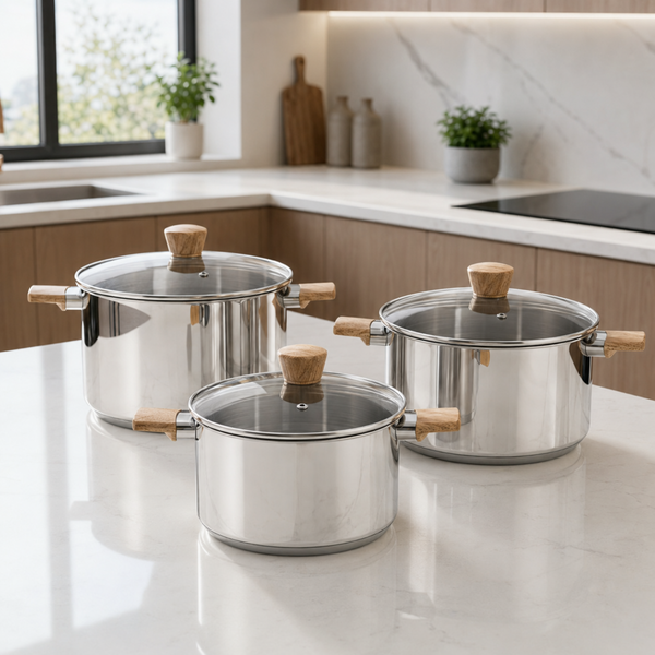 Batería De Cocina Para Inducción 6 Piezas Acero Inoxidable Plateado Norwich - Vitta
