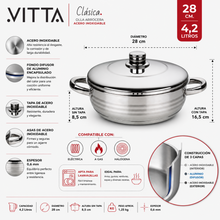 Olla Arrocera Acero Inoxidable Vitta Oslo 28 cm 4,2 Litros - Vitta