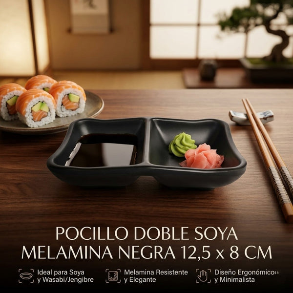 Pocillo Doble Soya Melamina Negra 12,5x8Cm Multimenaje