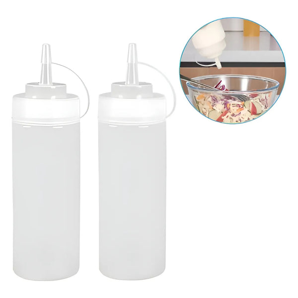 Botella Graduada Para Salsas Plastico Transparente 24oz 690ml - Multimenaje
