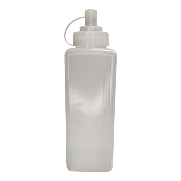 BOTELLA PARA SALSAS CUADRADA TRANSPARENTE 1000ML MULTIMENAJE