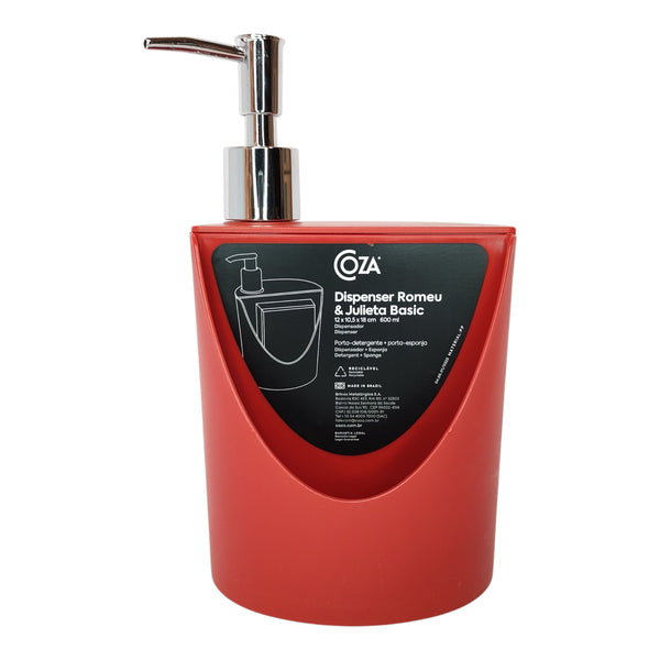DISPENSADOR JABON ROJO 600ML COZA