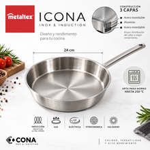 Sartén Acero Inoxidable Inducción 24 cm Icona - Metaltex