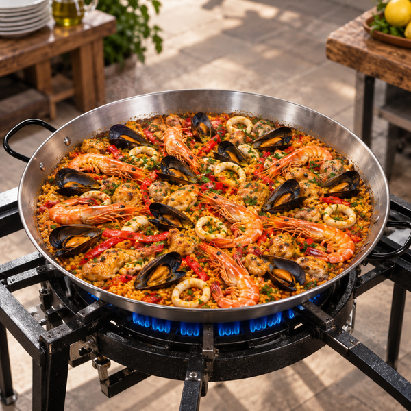 Paellera Acero Pulido 60 cm 20 Porciones - Vaello La Valenciana