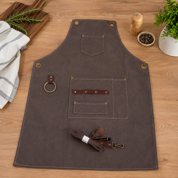 Pechera Para Chef 55x77 cm Algodón y Poliéster Café Multimenaje