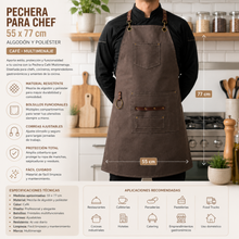 Pechera Para Chef 55x77 cm Algodón y Poliéster Café Multimenaje