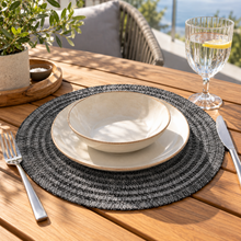 Individual de Mesa Redondo PVC Gris Trenzado 38 cm Multimenaje