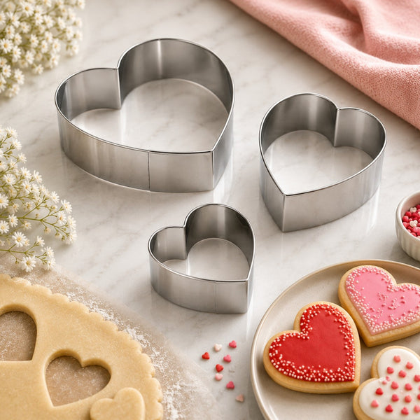 Cortador Galletas Corazón 3 Piezas Acero Inoxidable Multimenaje