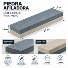 Piedra Afiladora Doble Grano Fino y Medio 20x5x2,5 cm - Multimenaje