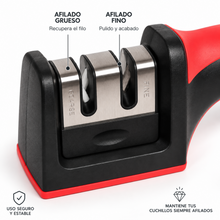 Afilador de Cuchillos Manual 2 Ranuras Negro y Rojo - Multimenaje