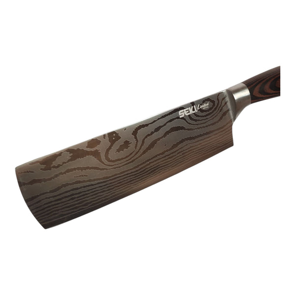 Cuchillo Hammer Cleaver Acero Inox. Mamngo De Madera Cafe 18cm - Seki