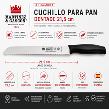 Cuchillo para Pan Dentado 21,5 cm Alhambra - Martínez y Gascón