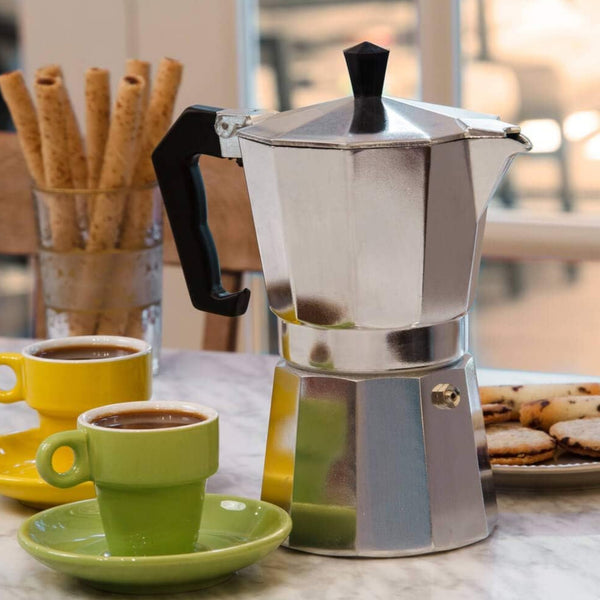 Cafetera Italiana Aluminio 3 Tazas Color Plateado Caroni