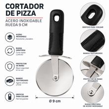 Cortador de Pizza Acero Inoxidable Rueda 9 cm Mango Negro - Multimenaje