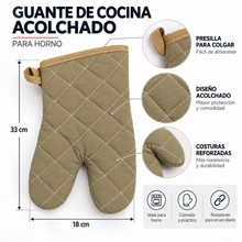 Guante de Cocina Acolchado para Horno 33 cm Beige - Multimenaje
