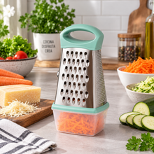 Rallador de Cocina 4 Caras Acero Inoxidable con Recipiente - Multimenaje