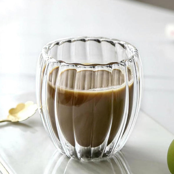 VASO ONDULADO DOBLE PARED DE VIDRIO BOROSILICATO 7X8CM MULTIMENAJE