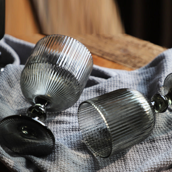 COPA VINO ESTRIADA VIDRIO GRIS 350ML 16X9X9CM MULTIMENAJE