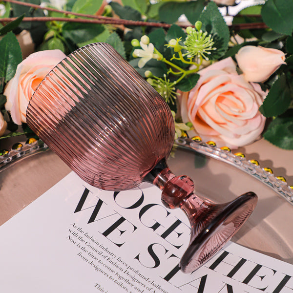 COPA VINO ESTRIADA VIDRIO MORADO 350ML 16X9X9CM MULTIMENAJE