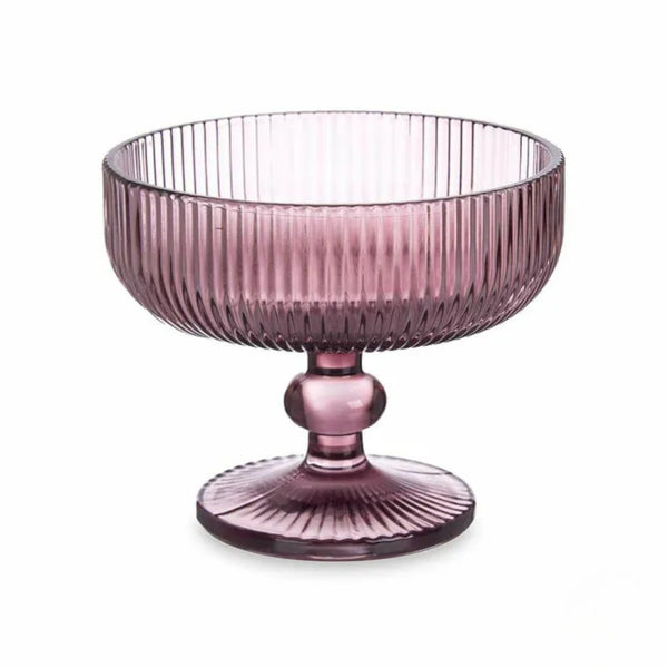 Copa Postre Estriada Vidrio Morado 300ml 12x10x10cm - Multimenaje