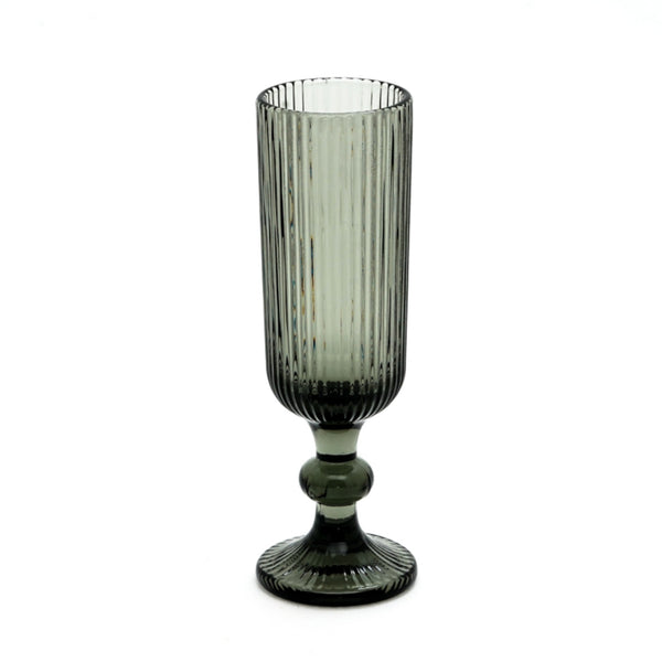 Copa Flauta Estriada Vidrio Gris 150ml 18,5x5,5x5,5cm - Multimenaje