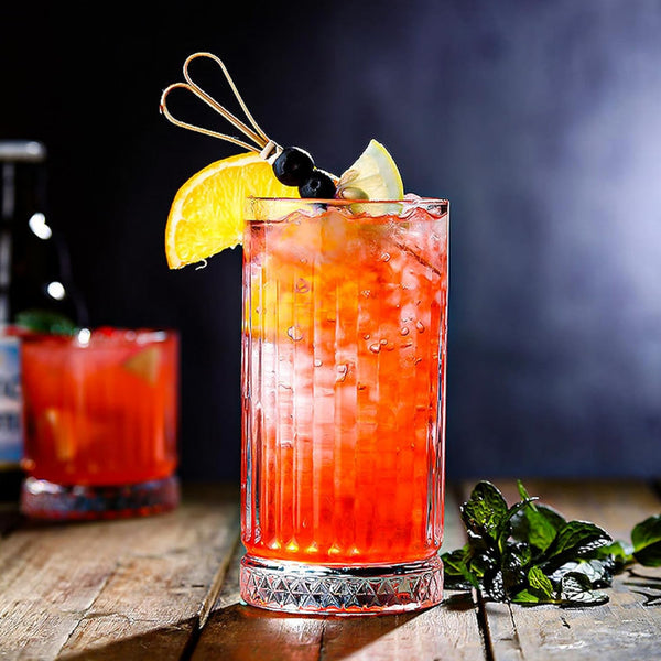 Vaso Alto Vidrio Tallado 445ml 14,5x8cm Eternal