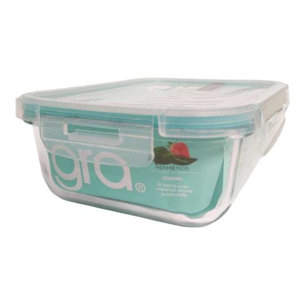 CONTENEDOR HERMETICO VIDRIO RECT. 1000CC ALLEGRA
